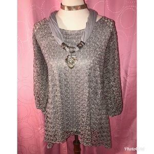6 PIECE SET! DRESS BARN TUNIC & LINER/JEWELRY 2X
